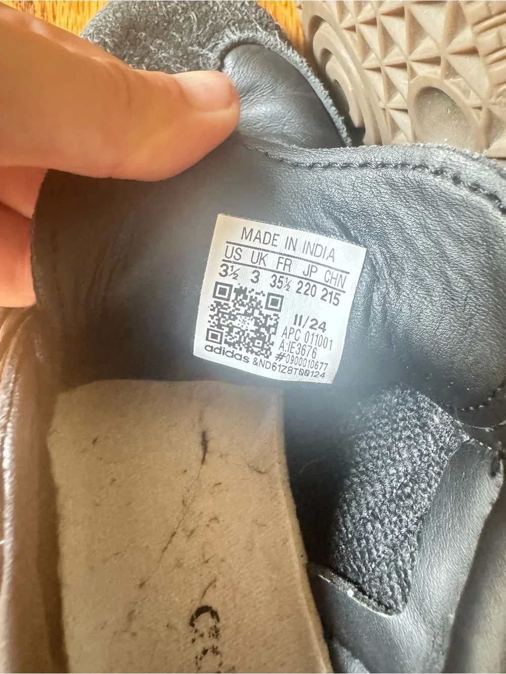 adidas Black Leather Athletic Shoes with Gum Sole